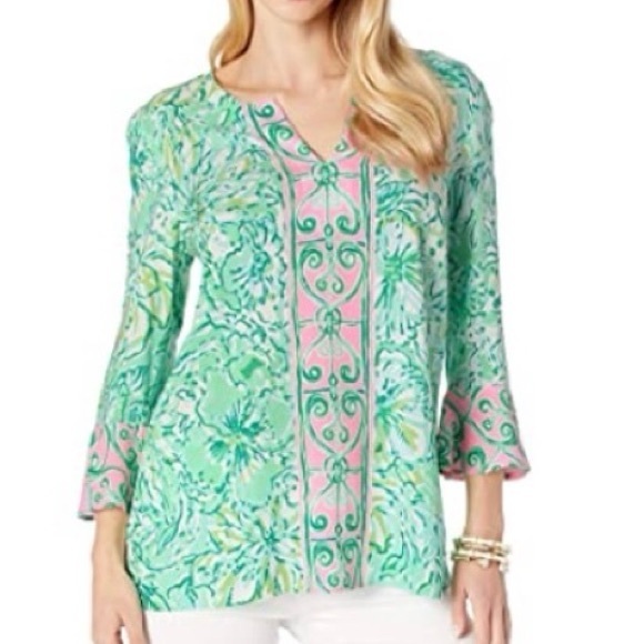 Lilly Pulitzer Tops - LILLY PULITZER Keona Tunic Hopelessly Devoted Engineered Tunic Size XS Pretty